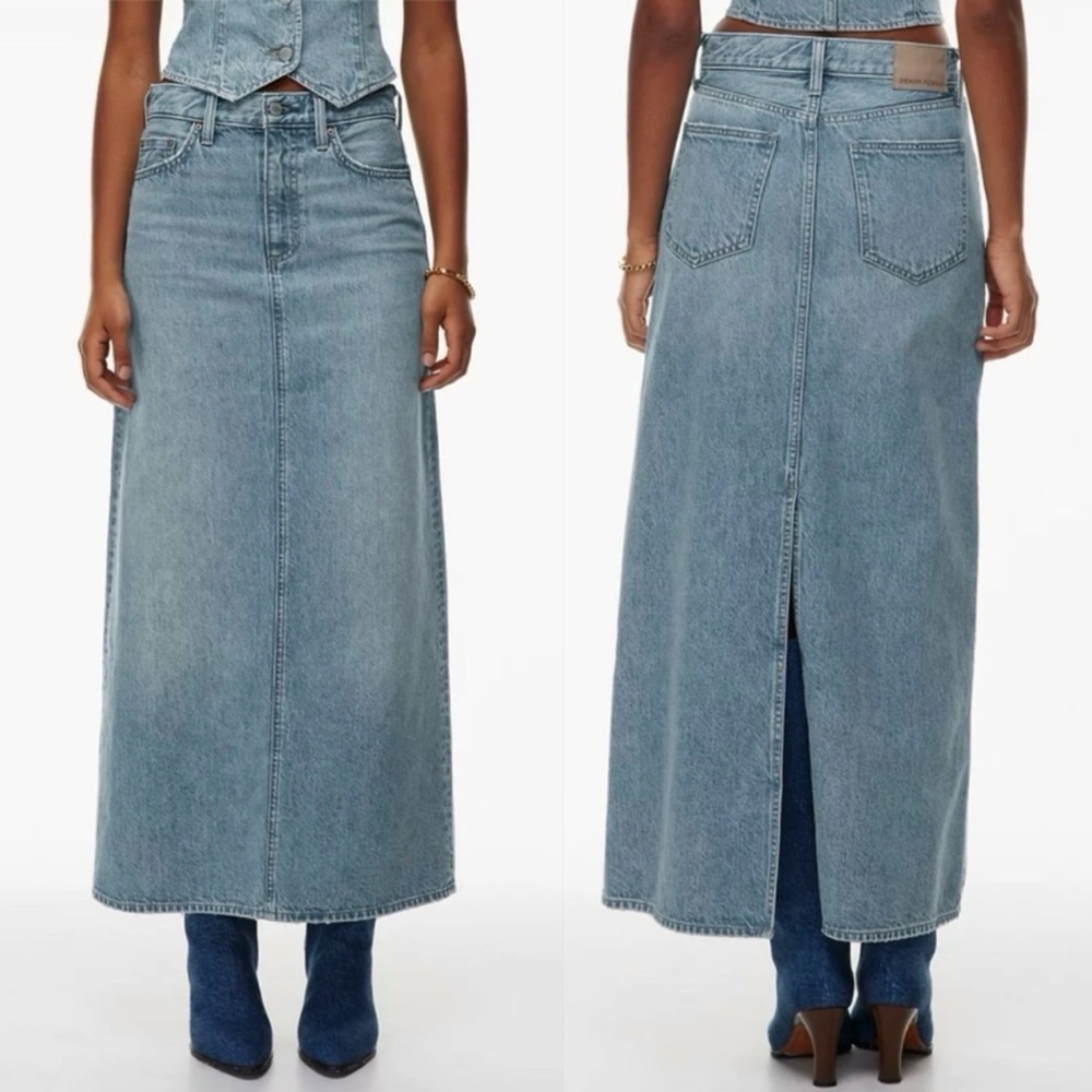 Aritzia Denim Forum The Nina High-Rise Maxi‎ Slim Denim Skirt Size 27